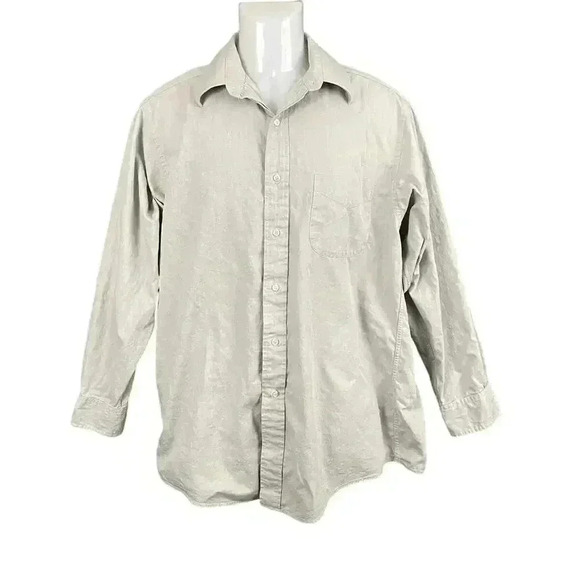 Casual 100% Cotton Gray Dress Button Up Shirt 15 1/2 Mens  Brooks 346 - Picture 1 of 8